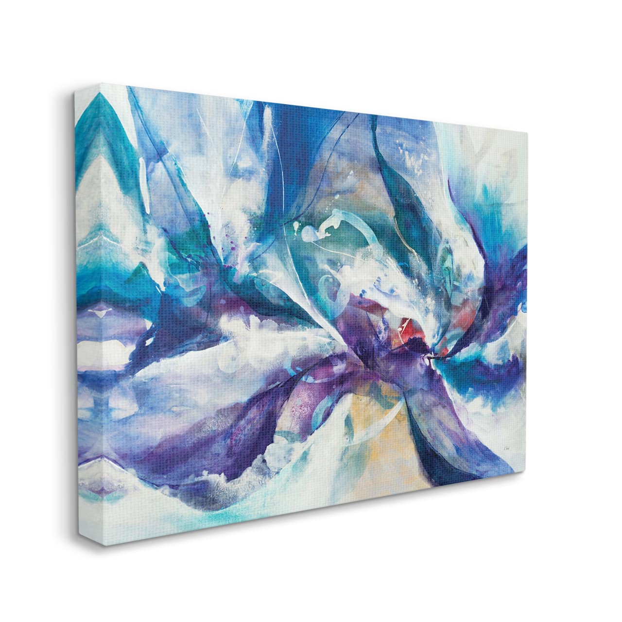 Stupell Industries Underwater Scene Abstract Swirling Blue Purple Details Canvas Wall Art